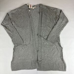 Pink Rose Cardigan Womens Size M Heather Grey Long Sleeve Sweater Sweatshirt NEW